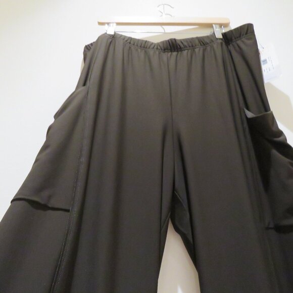 SYMPLI Flounce Relaxed Cargo Pants Wide Leg in Chocolate Lagenlook Size 18 NWT - Picture 6 of 12